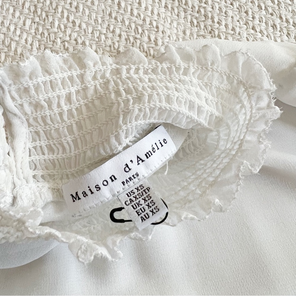 Maison d’Amélie Paris White Balloon Sleeve Chiffon Blouse XS - Picture 8 of 8